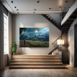 First Contact - Unique Alien Spaceship Landing Canvas