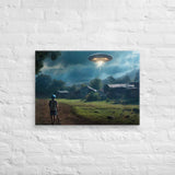 First Contact - Unique Alien Spaceship Landing Canvas