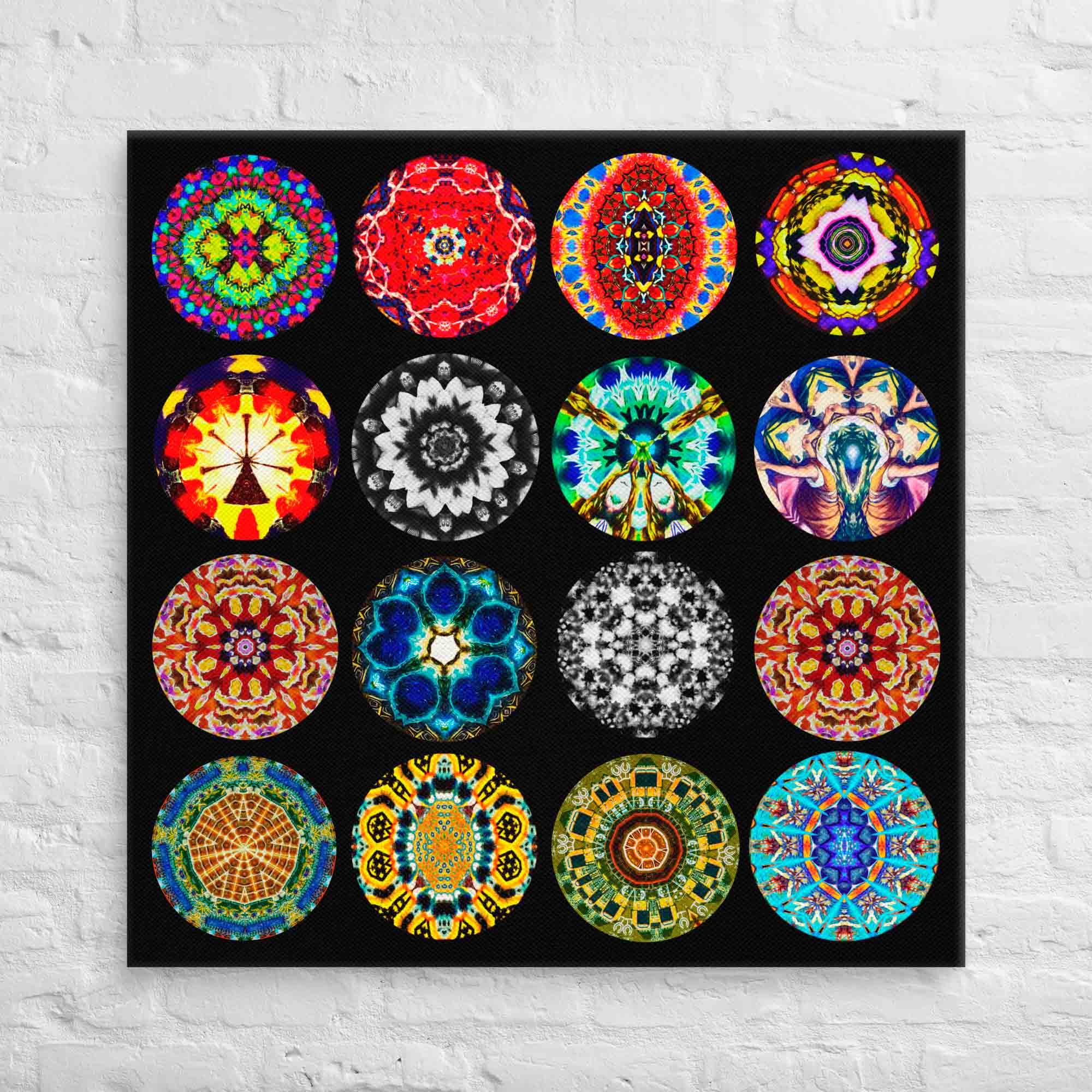 Striking Square Circle Art Composite - Eclectic Mixed Media Pattern