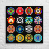 Striking Square Circle Art Composite - Eclectic Mixed Media Pattern