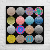 Beautiful Circle Art Composite Canvas - Pattern of  Mixed Media Mandalas