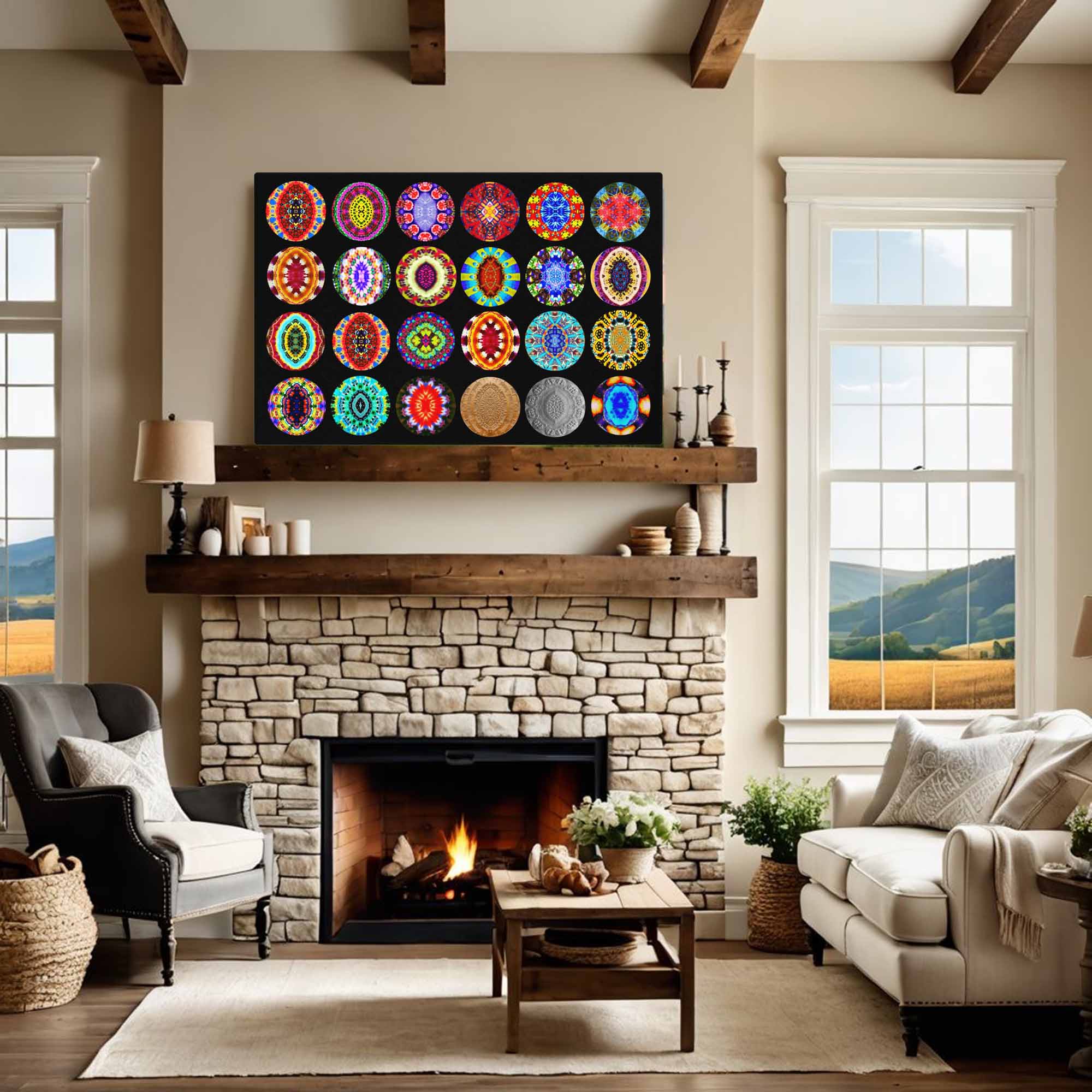 Dynamic Circle Art Composite - Mixed Media Artwork Pattern