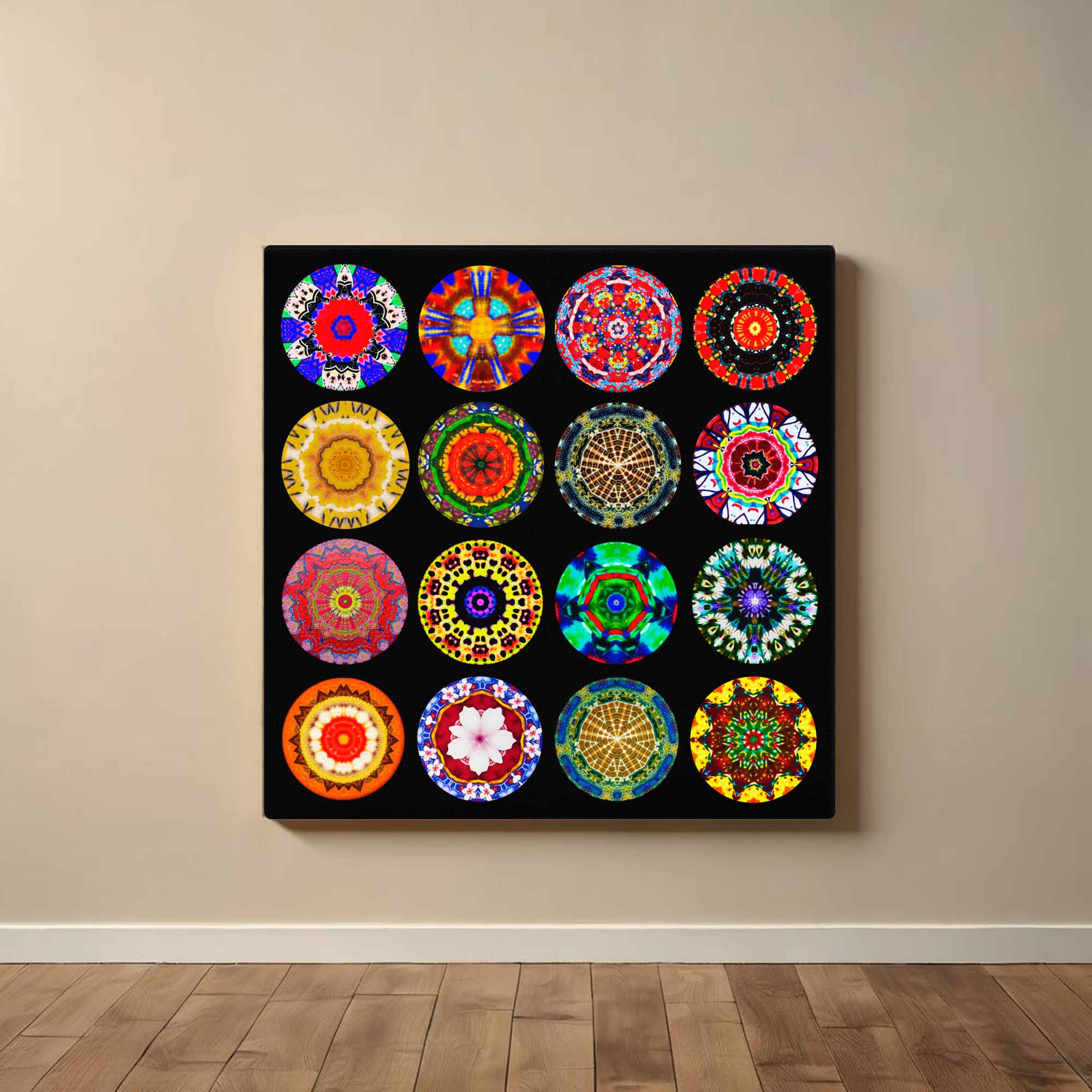 Circle Art Composite Painting -Eclectic Rounded Mixed Media Artworks