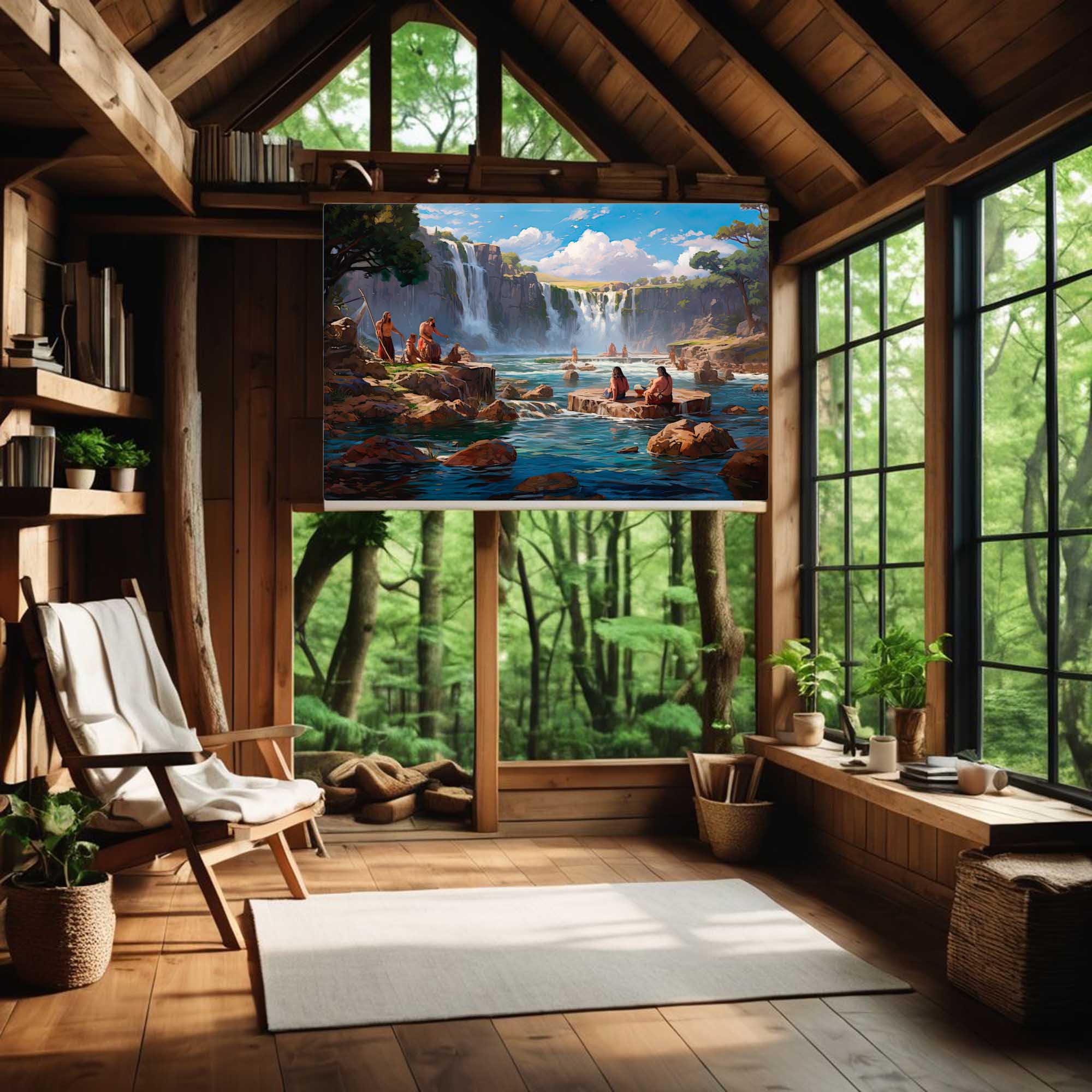 A Day by the Water – Art Fusion Czimber Rendition canvas print of a waterside scene – Art Fusion Store