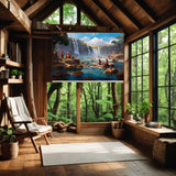 A Day by the Water – Art Fusion Czimber Rendition canvas print of a waterside scene – Art Fusion Store