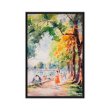 A Stroll Through History – Art Fusion framed canvas print of a European park 
