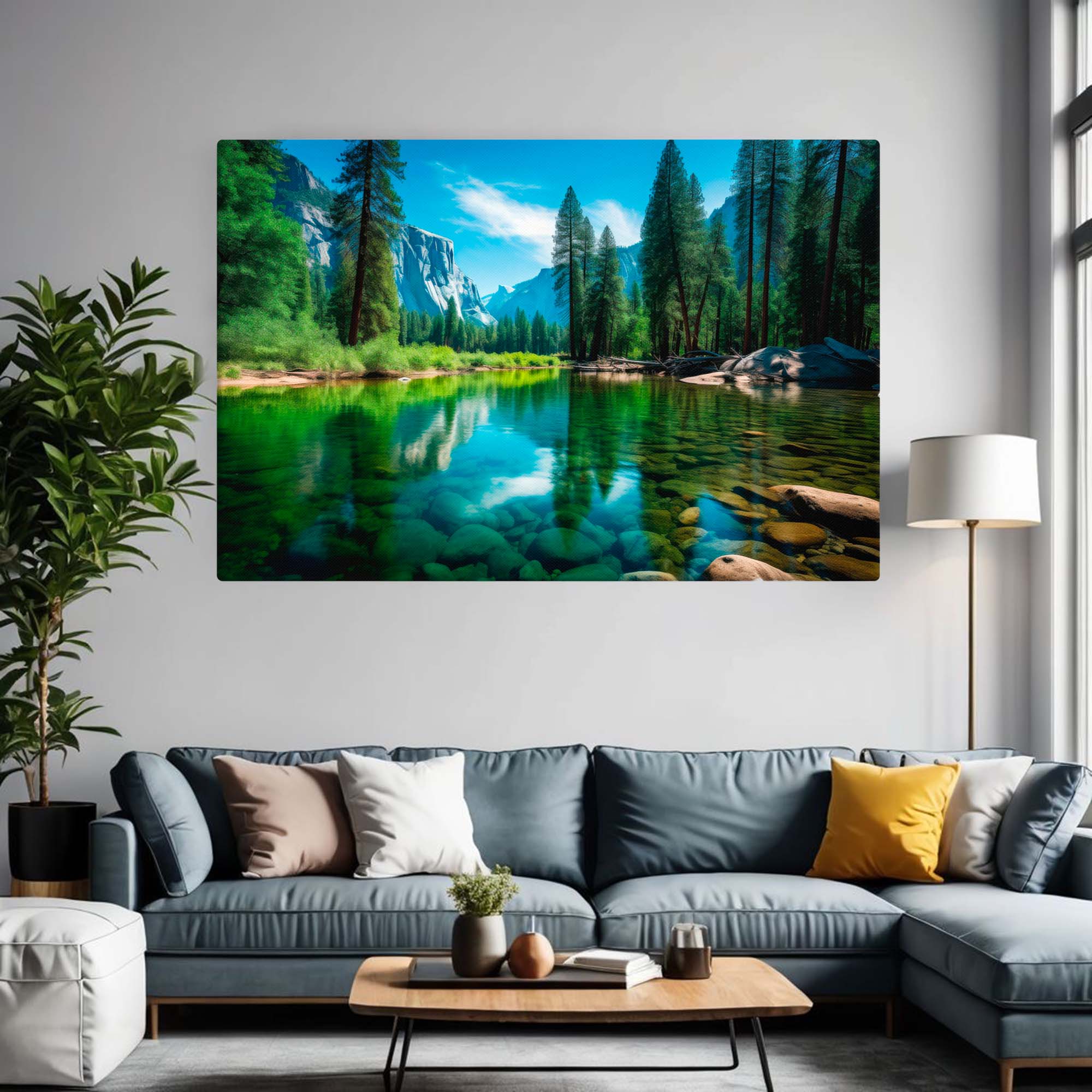 Alpine Stream Reflections – Sierra Nevada photographic canvas print of a mountain stream reflection – Art Fusion Store
