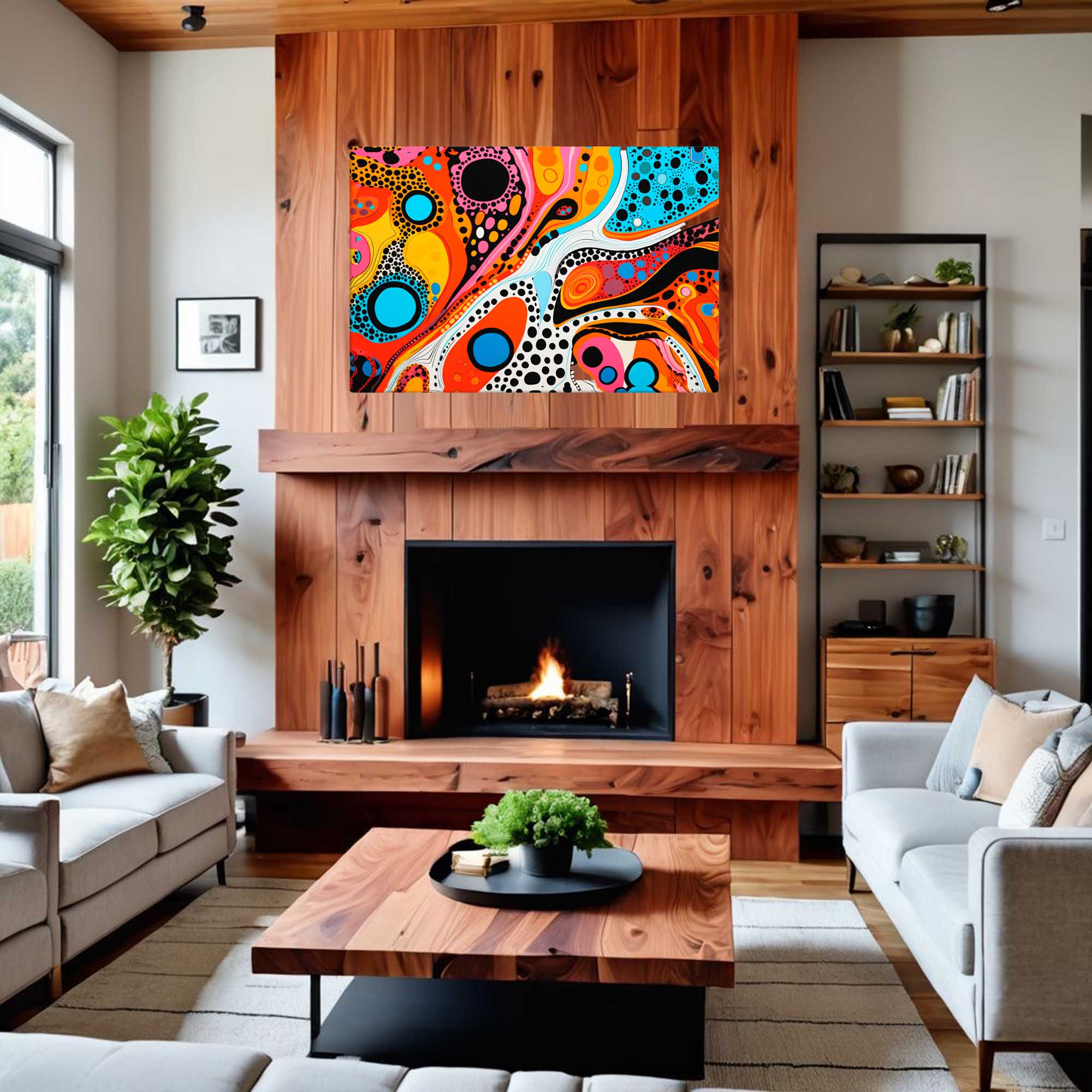 Balance in Motion - Digital Abstract Canvas Print above fireplace