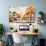 Beautiful Budapest Painting canvas showing architectural and street detail
