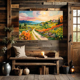  Breathtaking Rural Farm Painting – Art Fusion canvas print of a farm alongside a scenic lake – Art Fusion Store