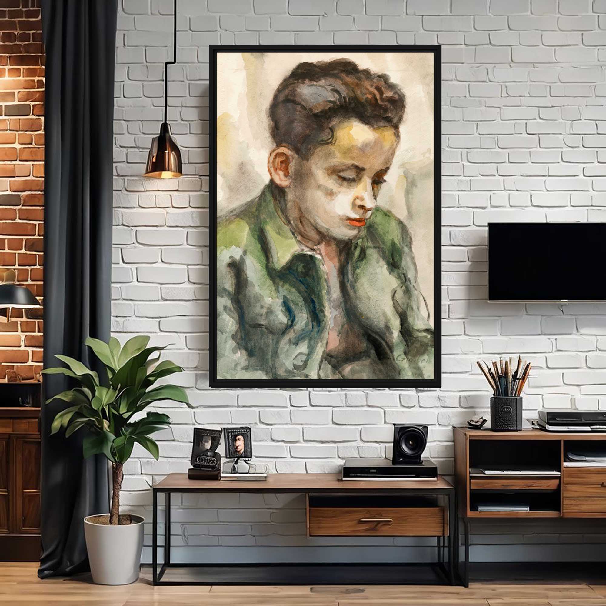 Tapestry of Townsfolk - Portrait Framed canvas