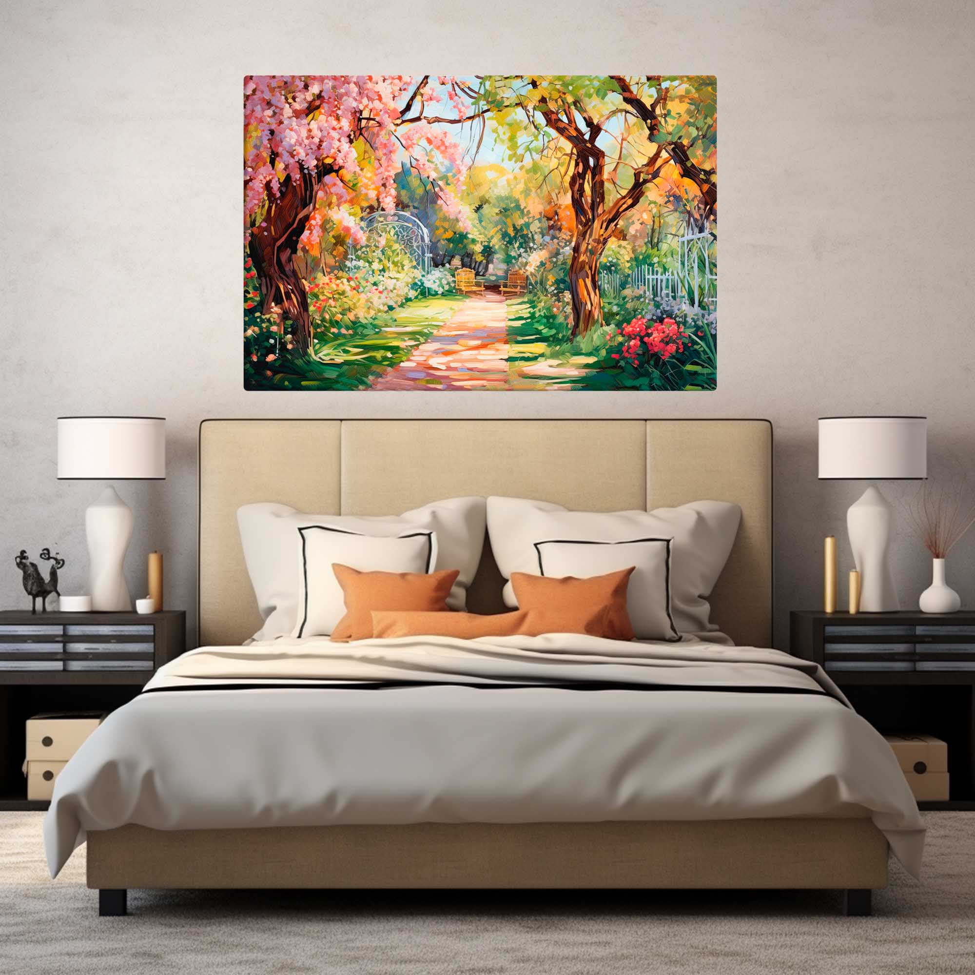 Charming Flower Garden Painting - Cozy Patio Atmosphere Art