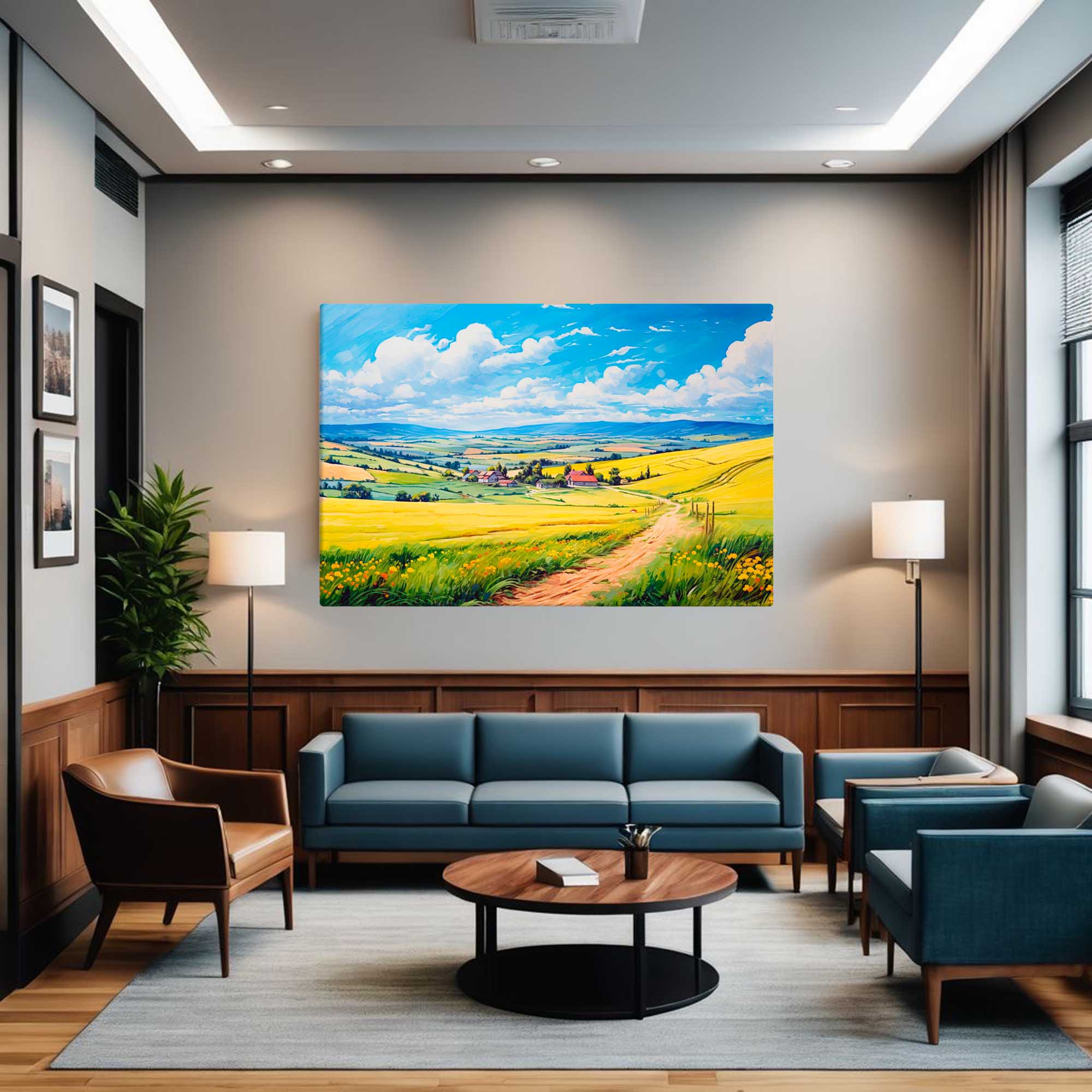 Charming Farm Home Atmosphere – Art Fusion canvas print of a vintage European farmhouse landscape – Art Fusion Store