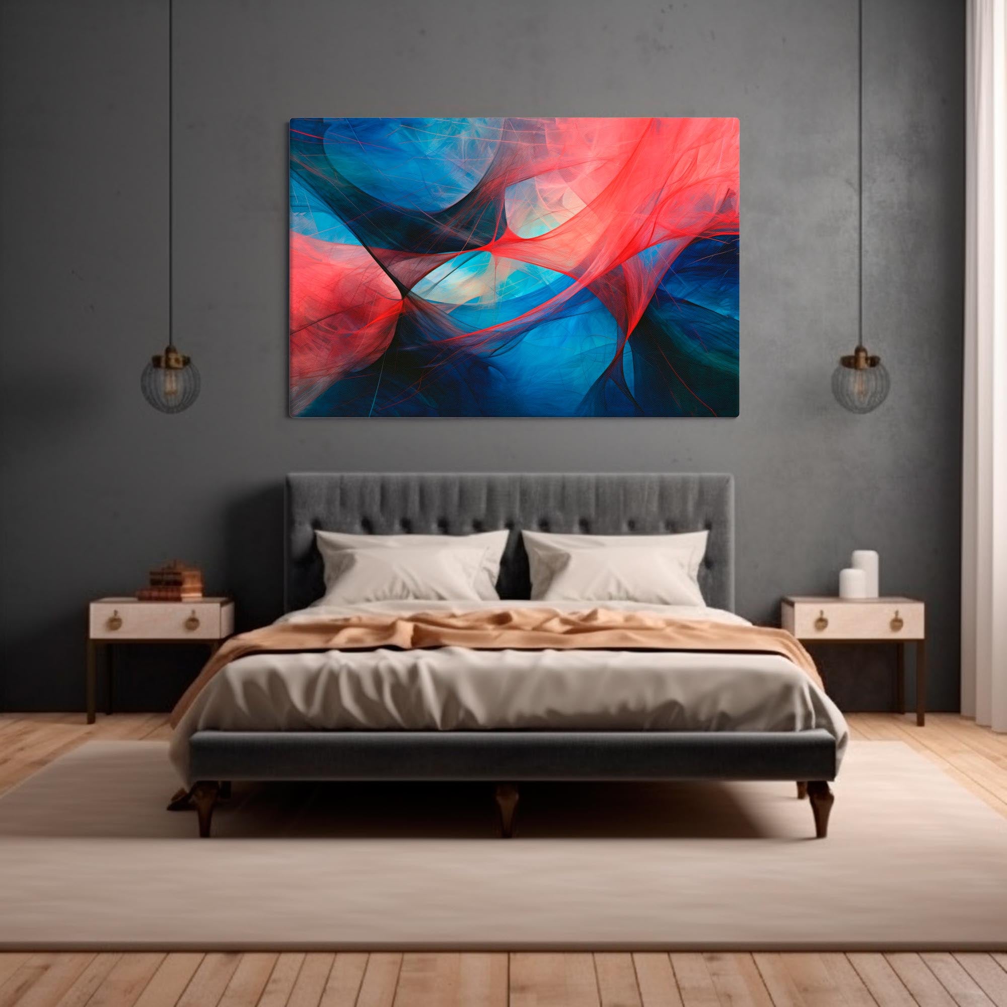 Chromatic Drift – Abstract Digital Canvas Print in bedroom