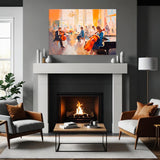 Community gathering canvas displayed in a dining room or living space
