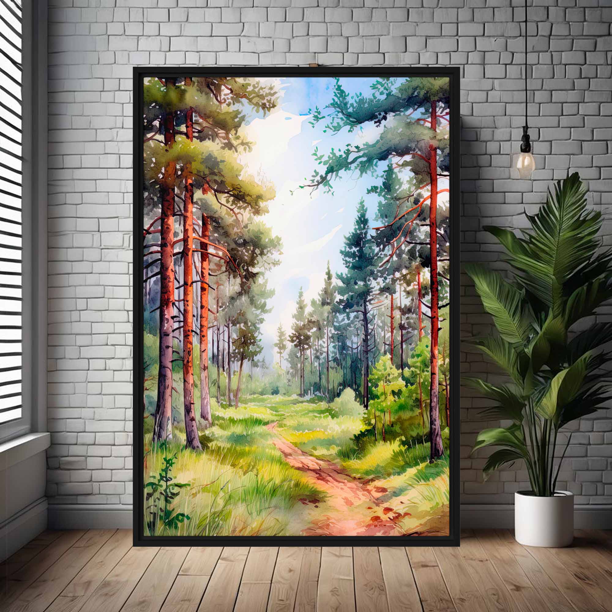 Enchanted Woodland Trail forest canvas displayed