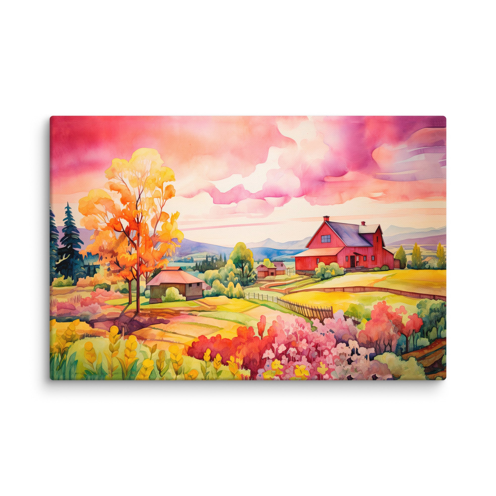 Enchanting Farm Home Painting - Serene Rural Atmosphere Art