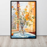 Eternal Bouquet – Art Fusion Framed Canvas Framed painting of a vase with yellow flowers on a windowsill