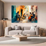 European outdoor music art print on a warm-toned wall 