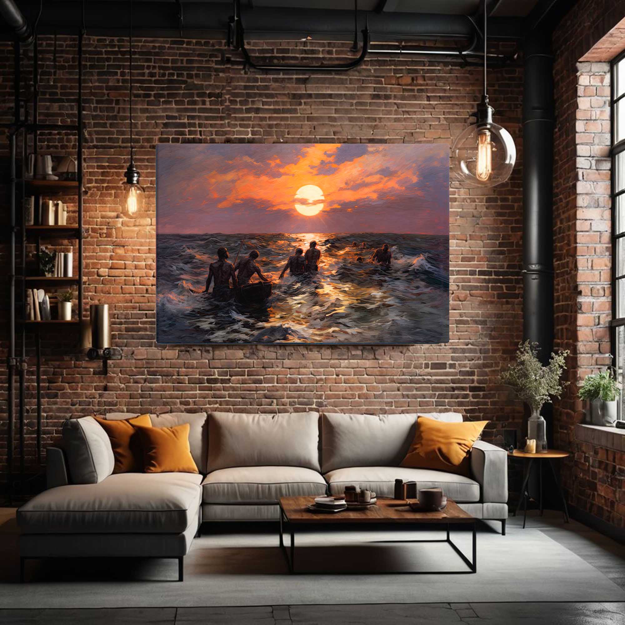  Evening Glow – Art Fusion canvas print of a waterside scene at sunset – Art Fusion Store