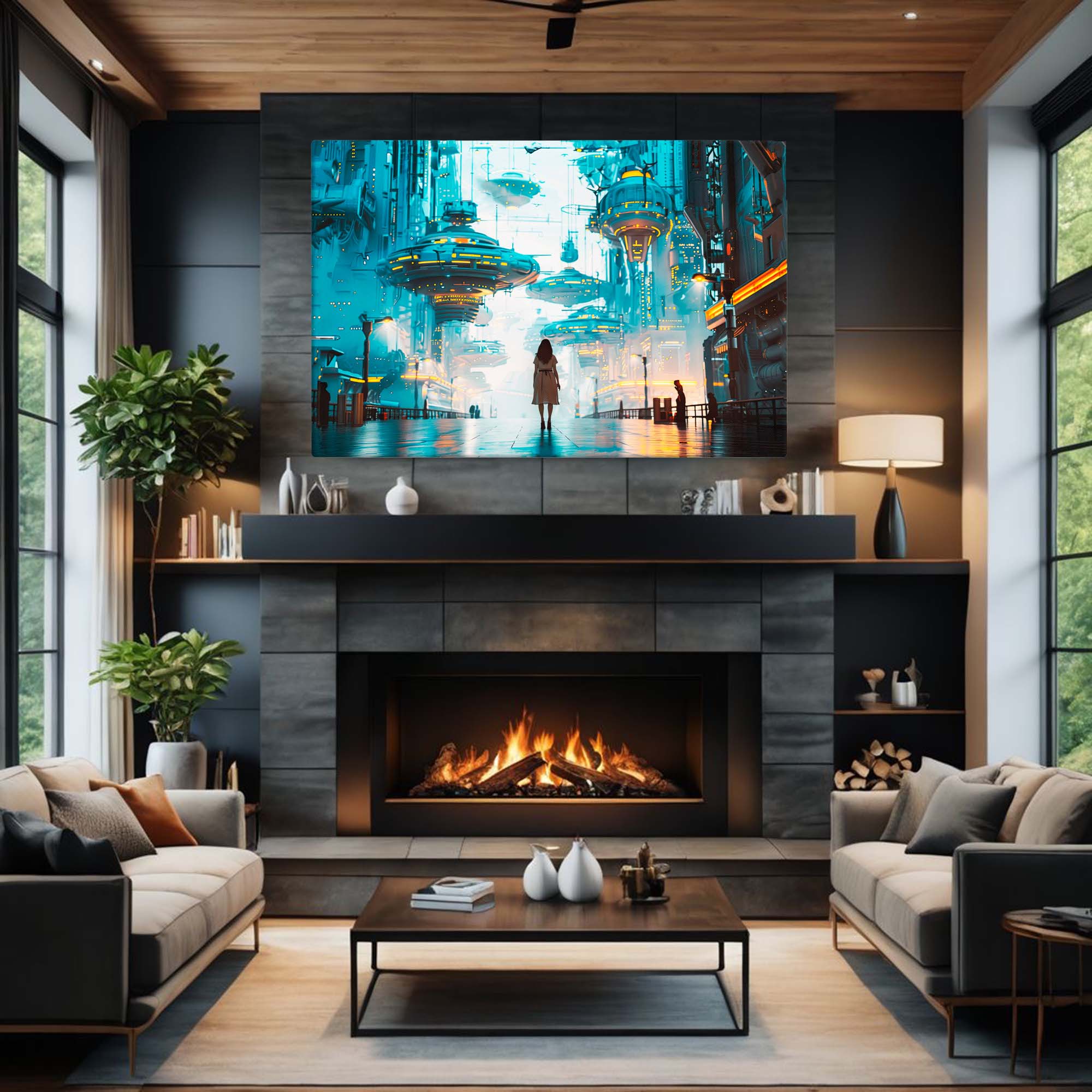 Sky Night Visitors - Fantasy Canvas Art