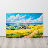 Farmhouse landscape canvas displayed  
