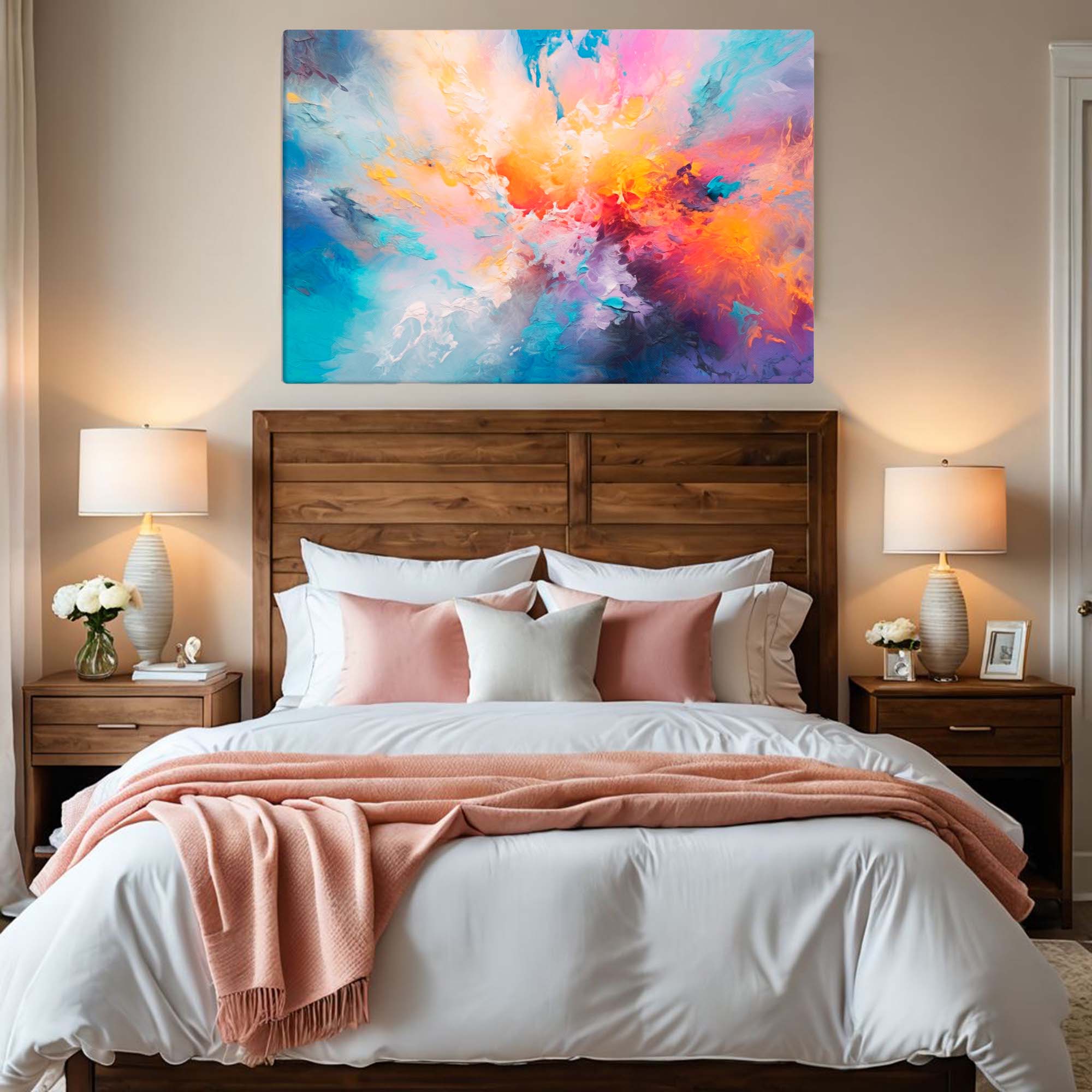 Fluid Dynamics – Abstract Canvas Painting Print in a bedroom