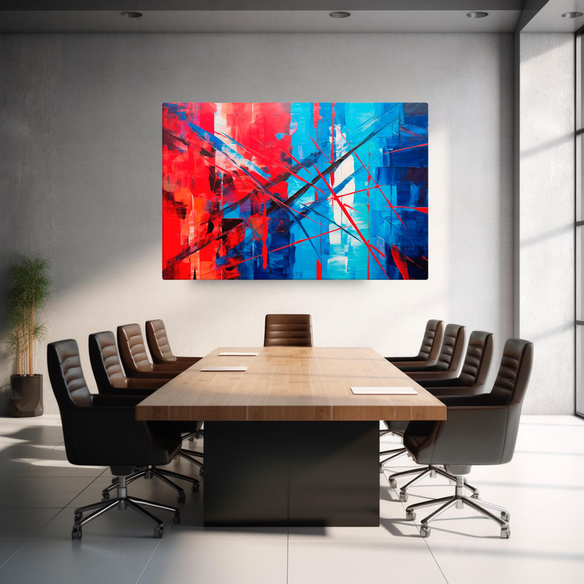 Fracture Lines – Abstract Digital Canvas Print in board conference room