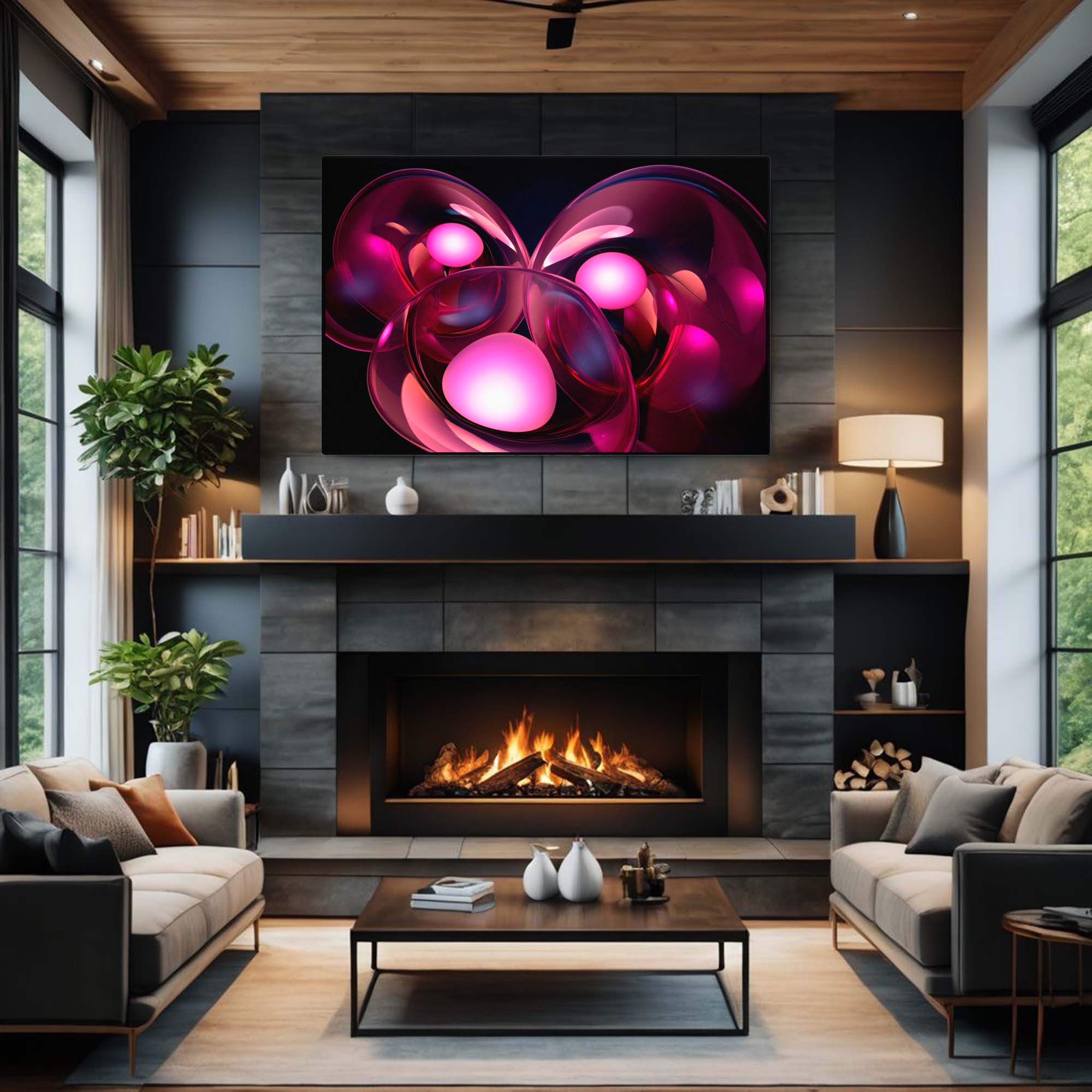Fragments of Infinity – Abstract Digital Canvas wall art over living oom fireplace