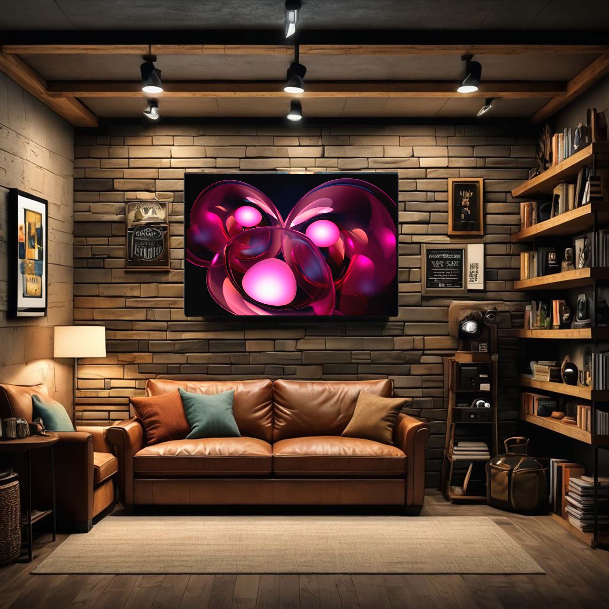 Fragments of Infinity – Abstract Digital Canvas  wall art displayed in a family room