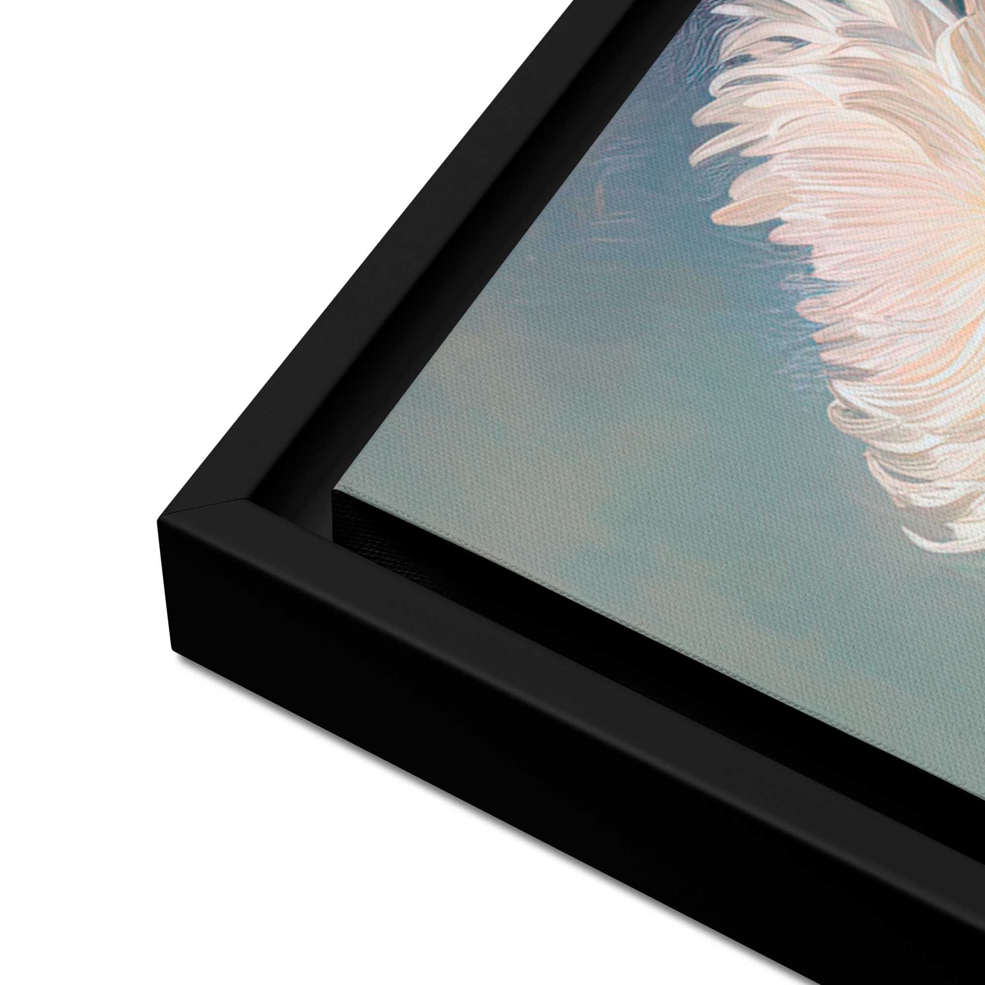 Framed artwork with a black border on a white background