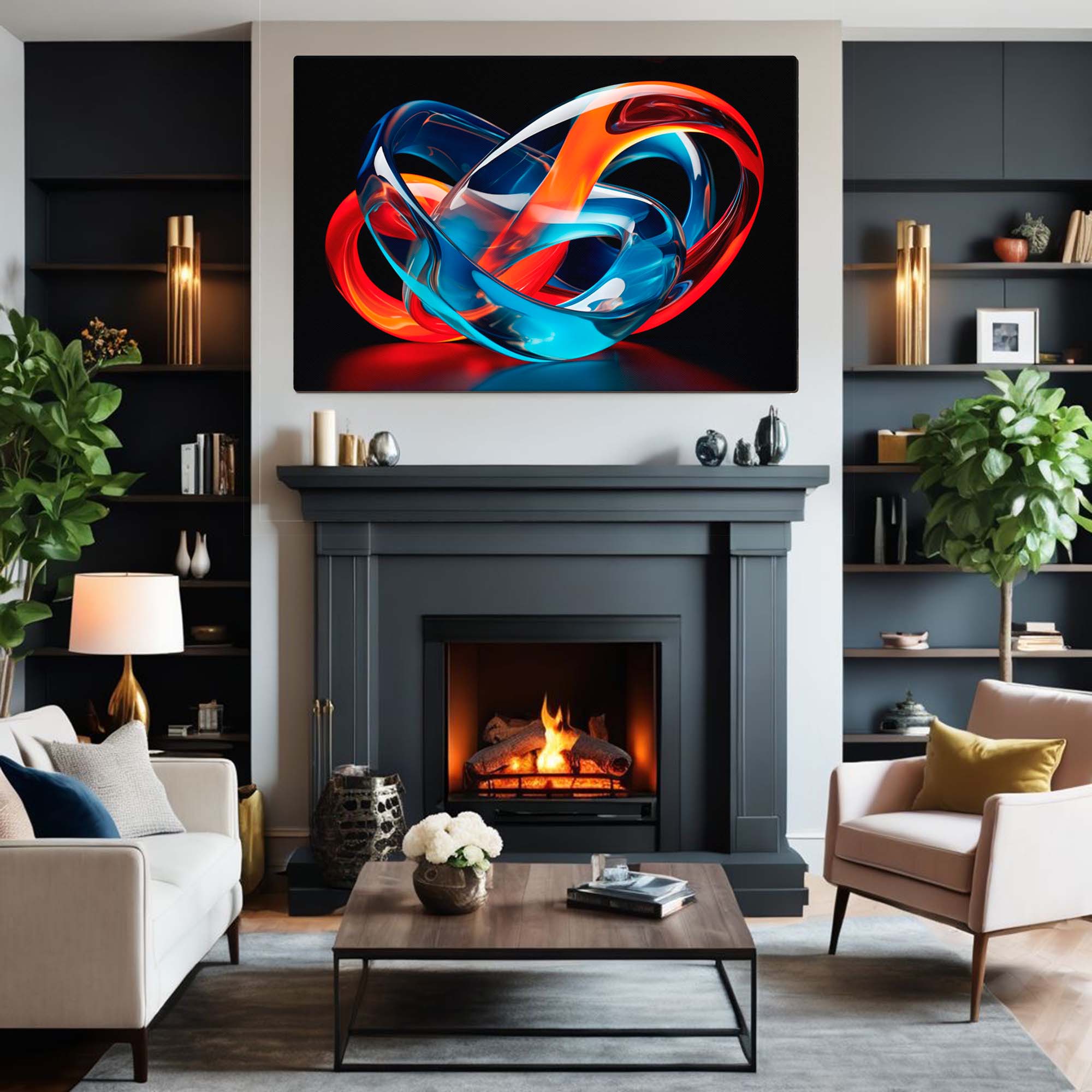 Freedom To Flow – Abstract Canvas  displayed in modern living room 