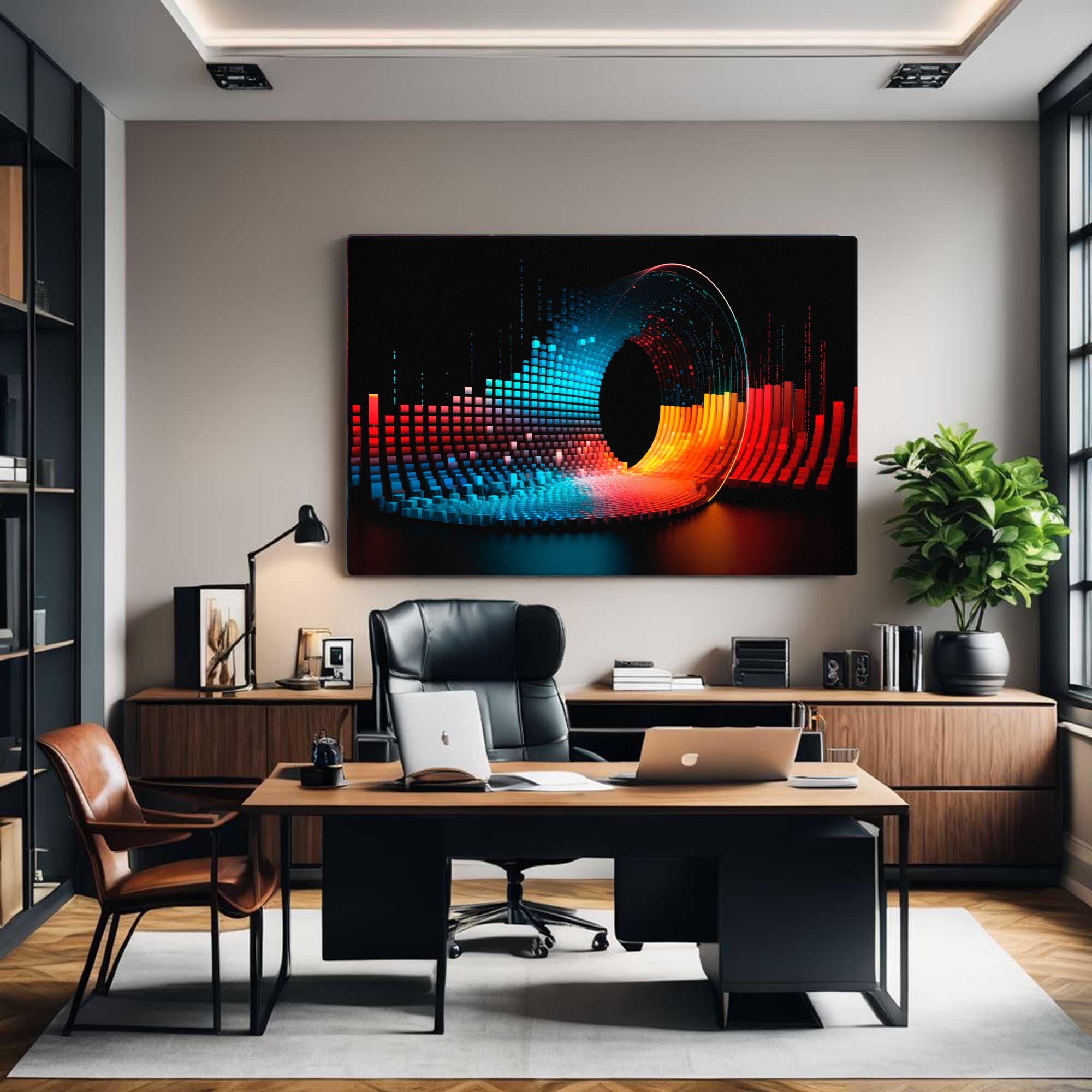 Geometric Dimensions – Abstract Digital Canvas Print in modern office