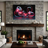 Ink Bloom – Abstract Canvas Art Print over a fireplace