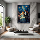  Intimate Harmonies – Art Fusion framed canvas of a small classical concert in a 1950s European interior – Art Fusion Store
