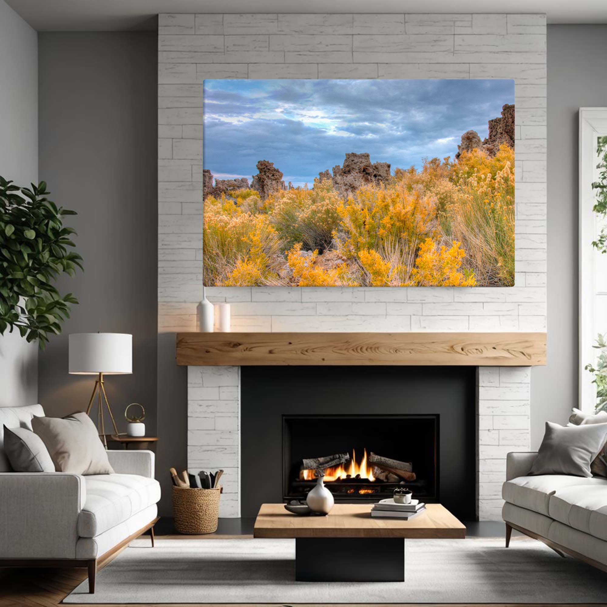  Mono Lake Autumn – photographic canvas print of fall sagebrush and tufa formations at Mono Lake – Art Fusion Store