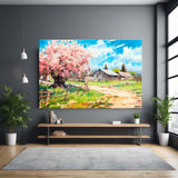  Old world farmland art print on a warm earthy wall