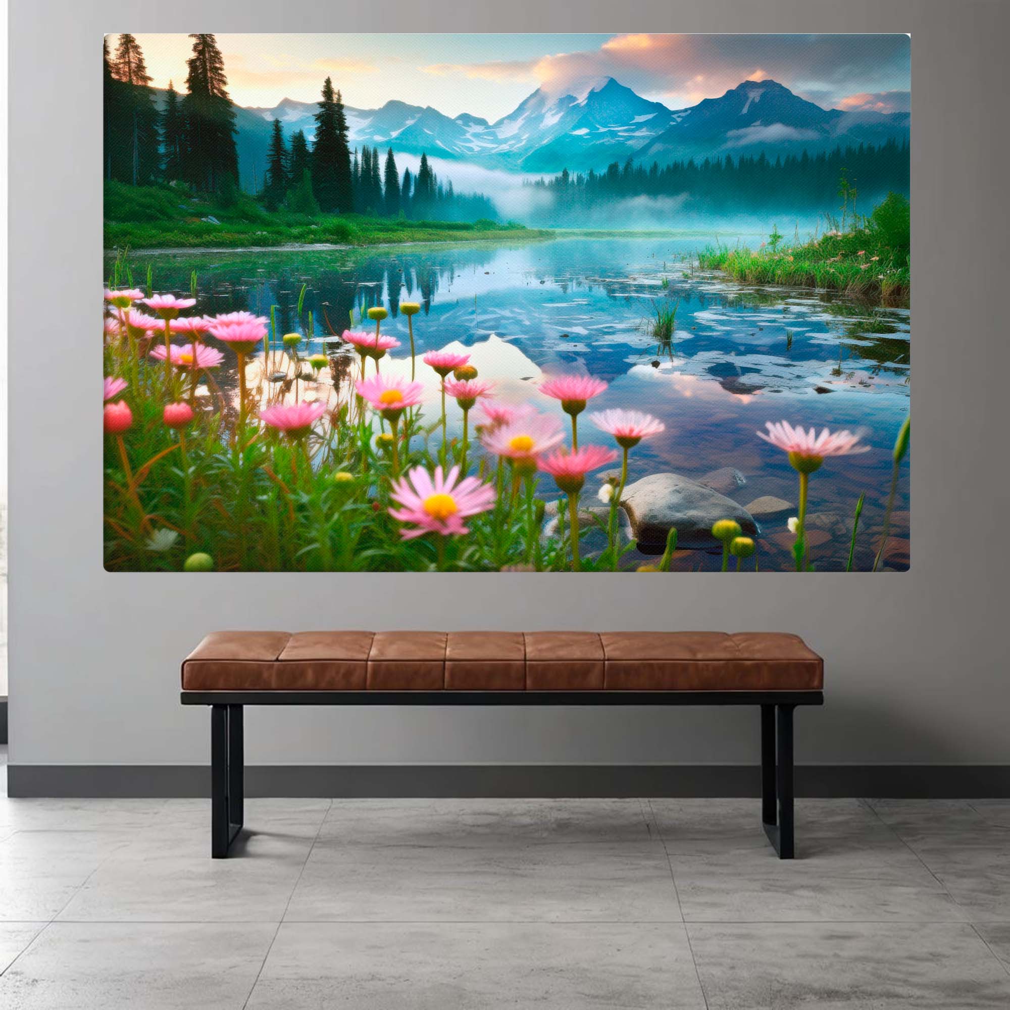 An Ethereal Spring - Wildflowers and Misty Lake