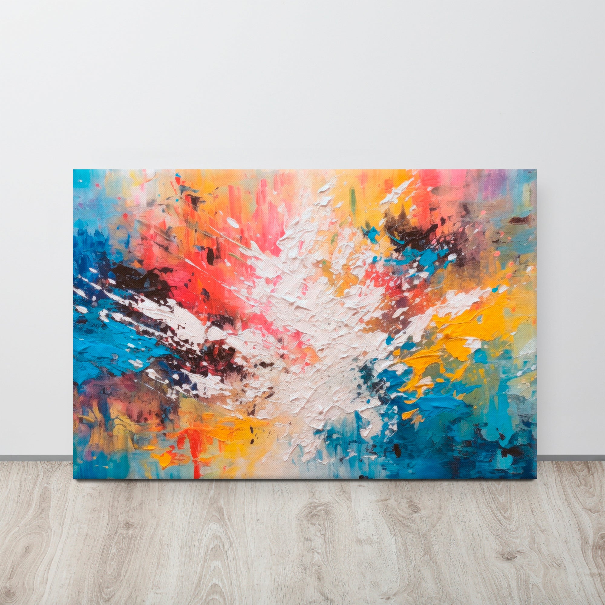 Painterly Fusion - Abstract Canvas Print on display