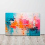 Pixel Perception – Abstract Digital Canvas Print on wood floor as a display of product