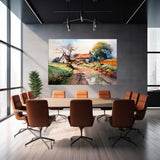 Ranch life canvas displayed in a board room