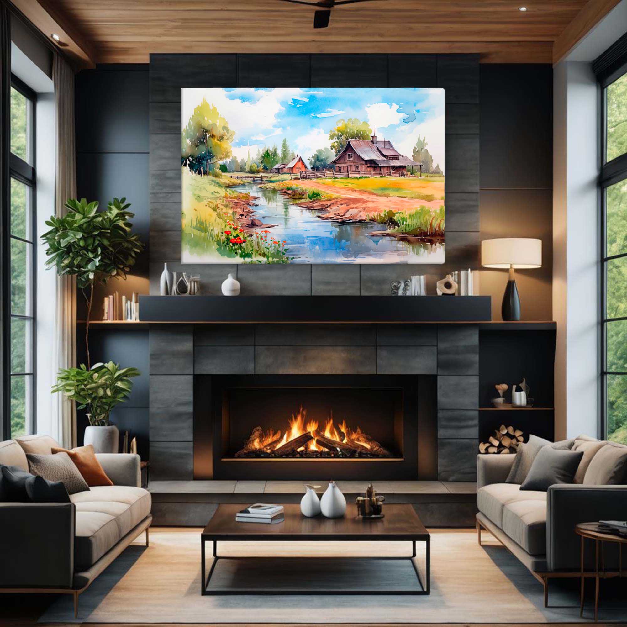 Ranch of Serenity – Art Fusion Masterworks canvas print of a peaceful rural ranch scene – Art Fusion Store