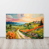 Rural Farm Painting canvas   showing lake reflection and farm detail
