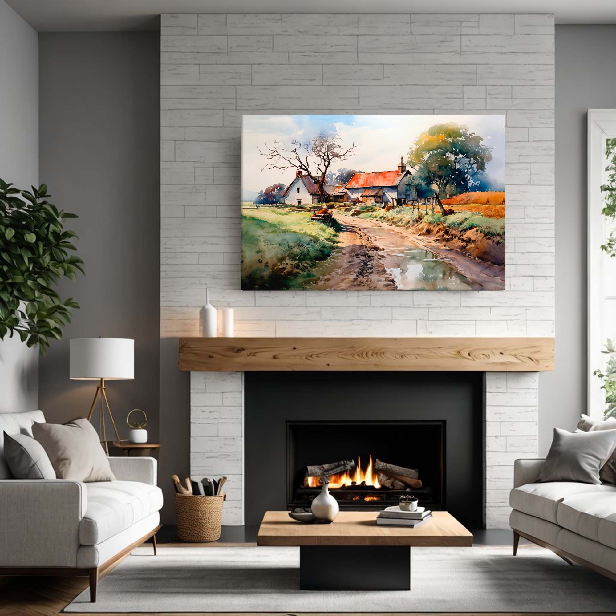 Rustic Ranch Life – Art Fusion canvas print of a European countryside ranch scene – Art Fusion Store 