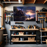  Rustic countryside canvas displayed in a hobby room