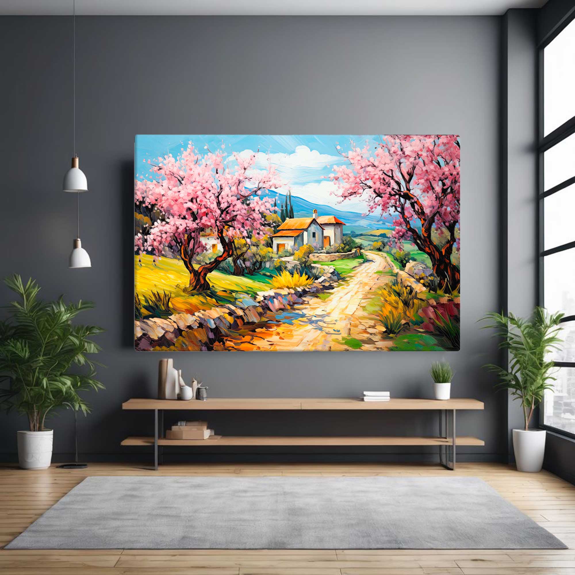  Rustic ranch homestead canvas displayed in a family room 