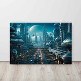 Futuristic Skyline - A Vibrant Urban Landscape Canvas Print