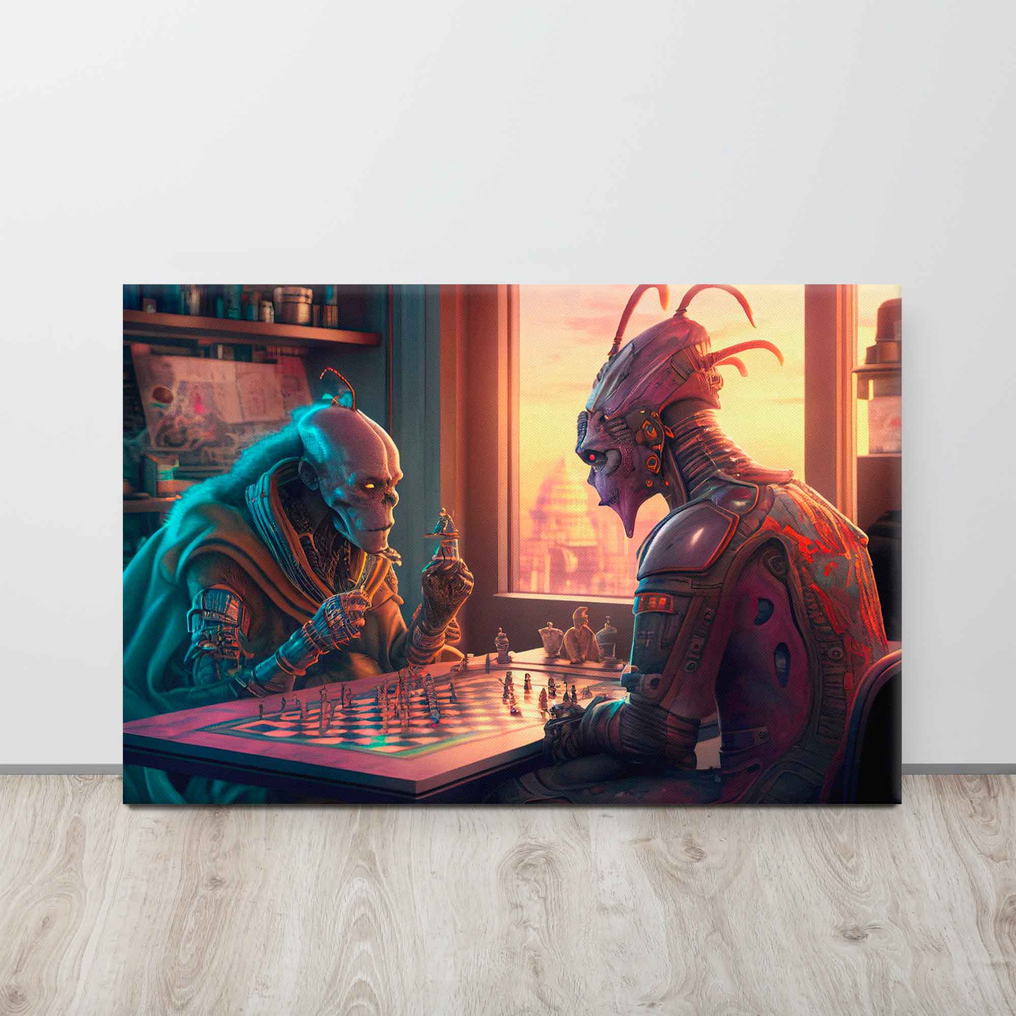 Alien Chess -  Extraterrestrials Chess Canvas Print