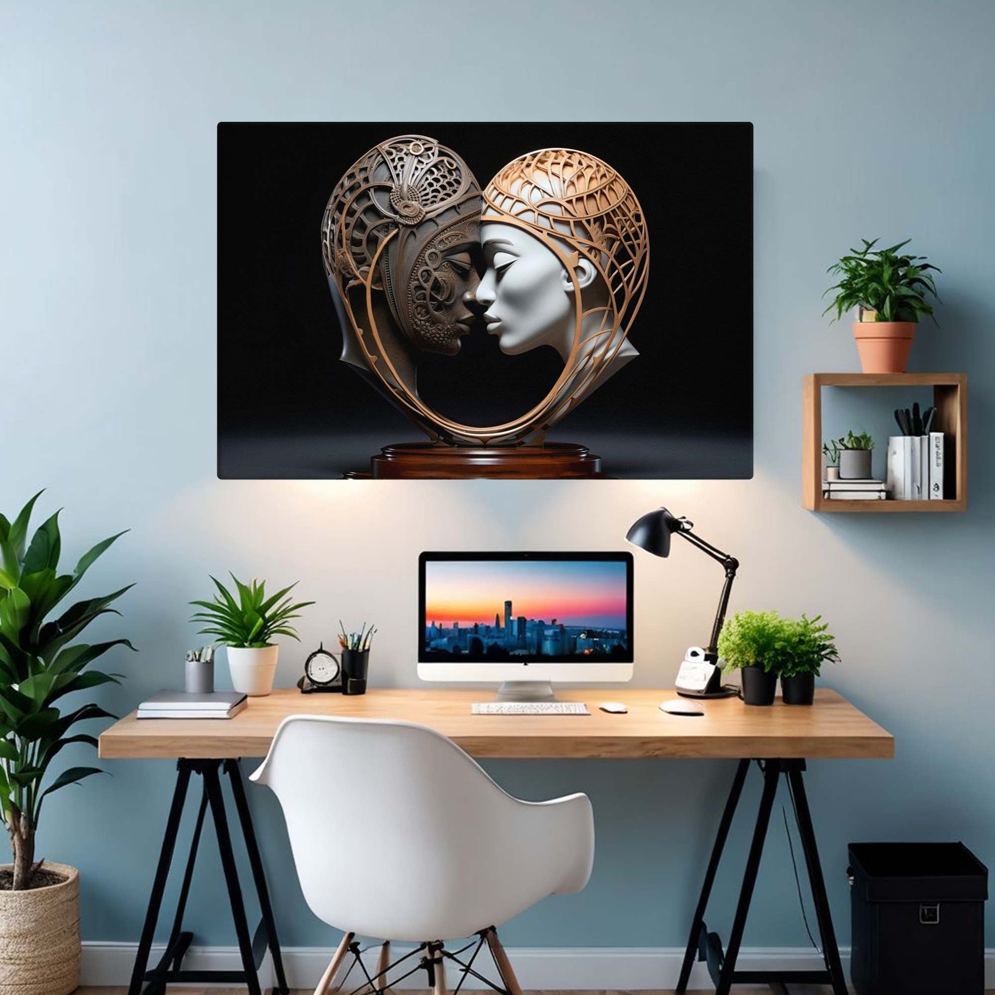Harmony in Wood Sculpture - A Romantic Duo