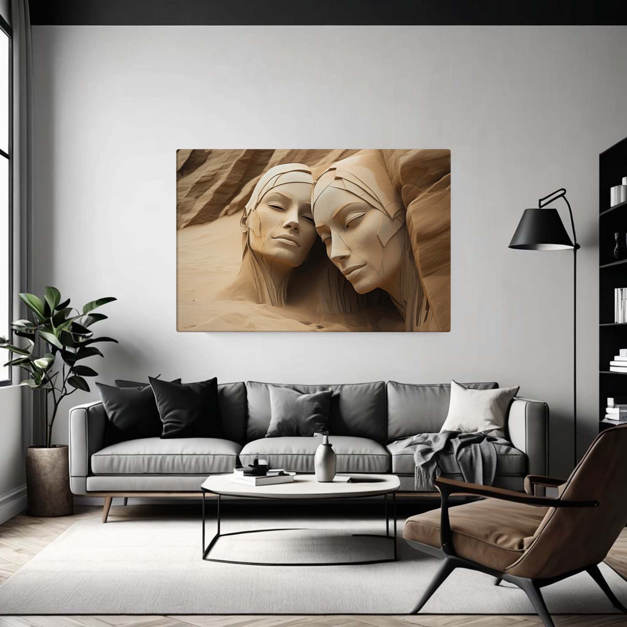 Dreamers in Sand - Sculpture in Canvas Print